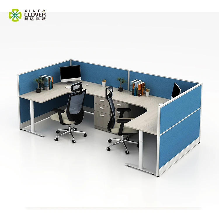 Популярный офисный стол из МДФ дизайн изогнутые офисные перегородки 2 человека рабочая станция