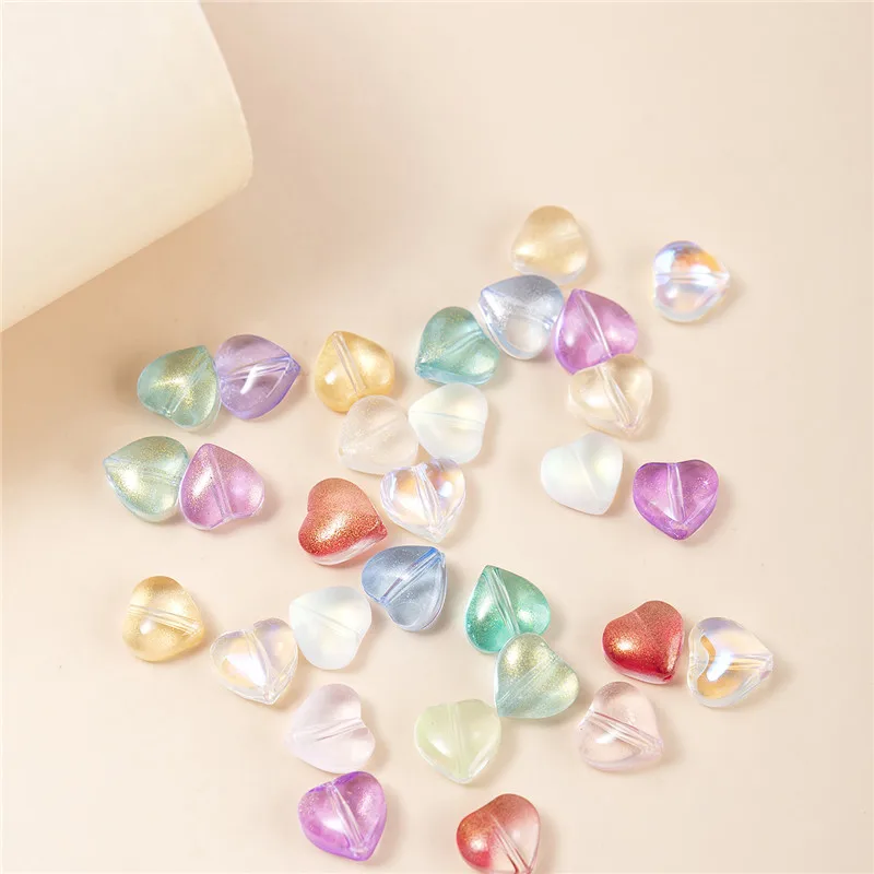 8mm Colorful Heart Beads For Bracelet Jewelry Interval love beads For Jewelry Making DIY Handmade Accessories