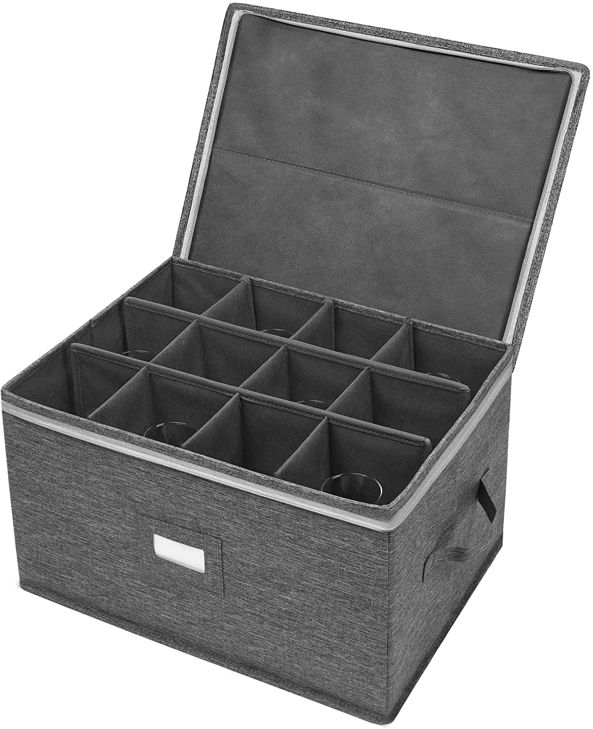 Amazon Stemware Wine Glass Storage Box Deluxe Padded Quilted Case With Dividers Service For 12