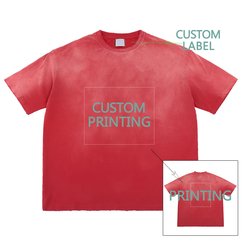 high quality comfy sun faded oversized boxy tshirt custom vintage sunfade acid wash t shirt for men