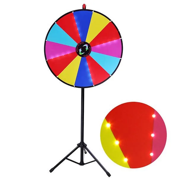 Hot Selling 30 Inch Activity Game Prize Wheel Of Fortune Spinning Floor Standing Spinning Prize Wheel with LED&tripod