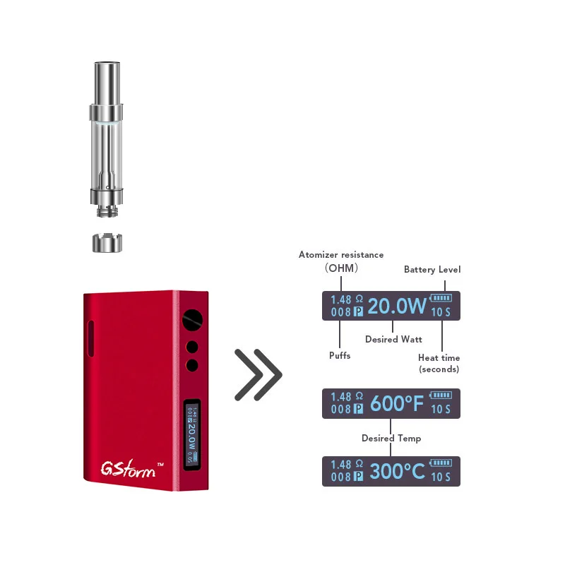 2021 Trend Product Adjustable Voltage Vape Cartridge Battery Cbd Starter Pod