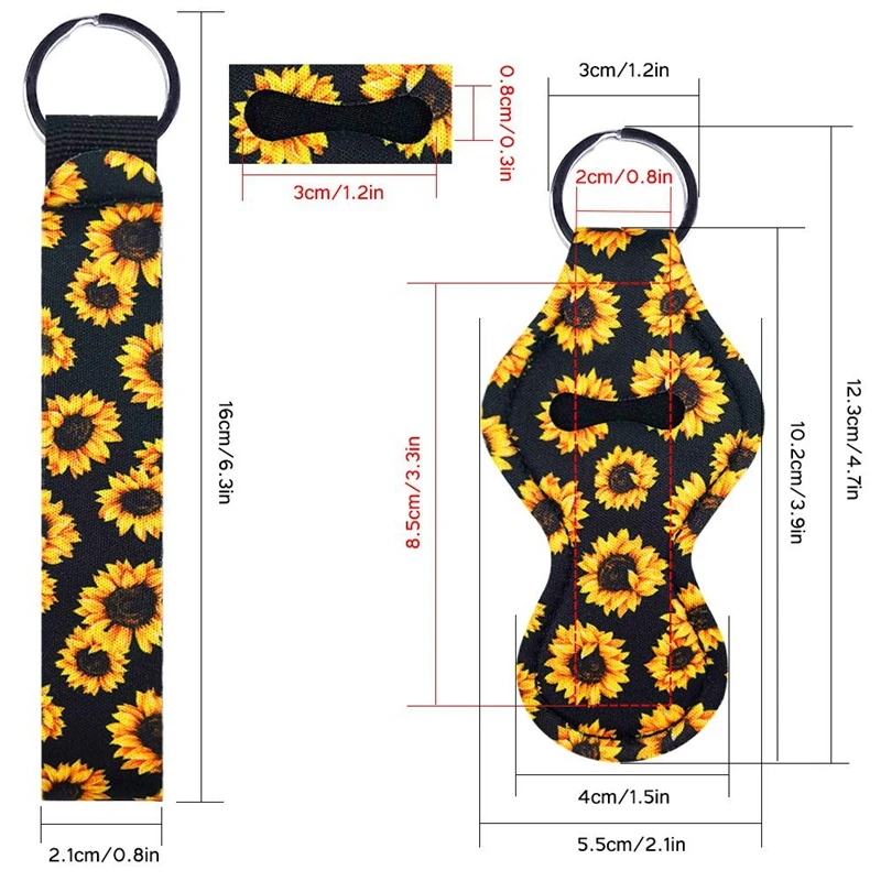 RTS neoprene lip gloss keychain chapstick holder keychain wristlet