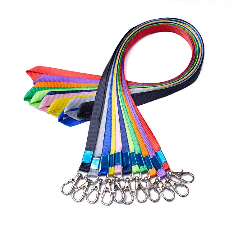 Stocked Lanyard Wholesale Solid Colorful Colors No Logo Low MOQ Long Strap Blank Lanyard 1cm wide Lanyard With Swivel Hook