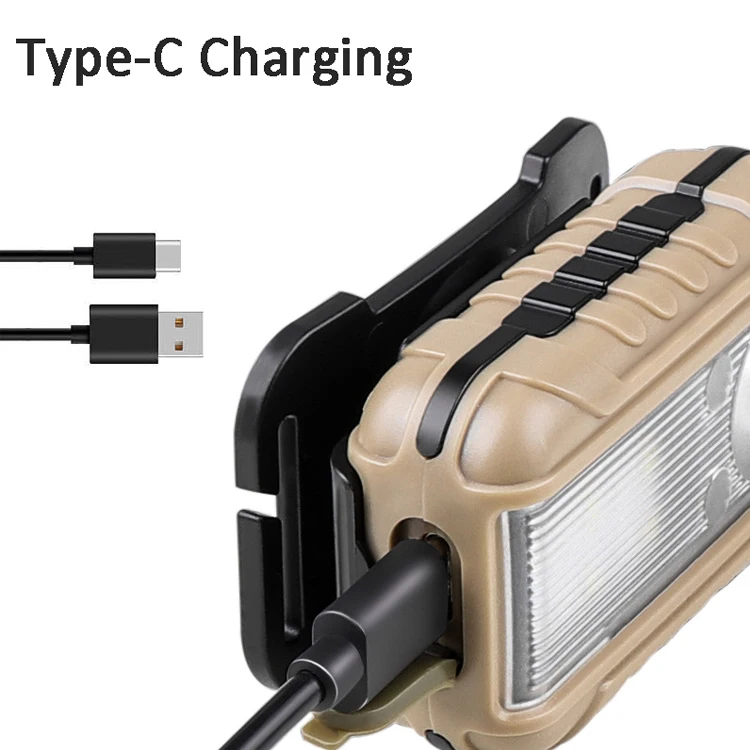 Multi-functional Type-C Charging LED Sensor Headlamp Red and Blue Warning Emergency Lamp with Clip