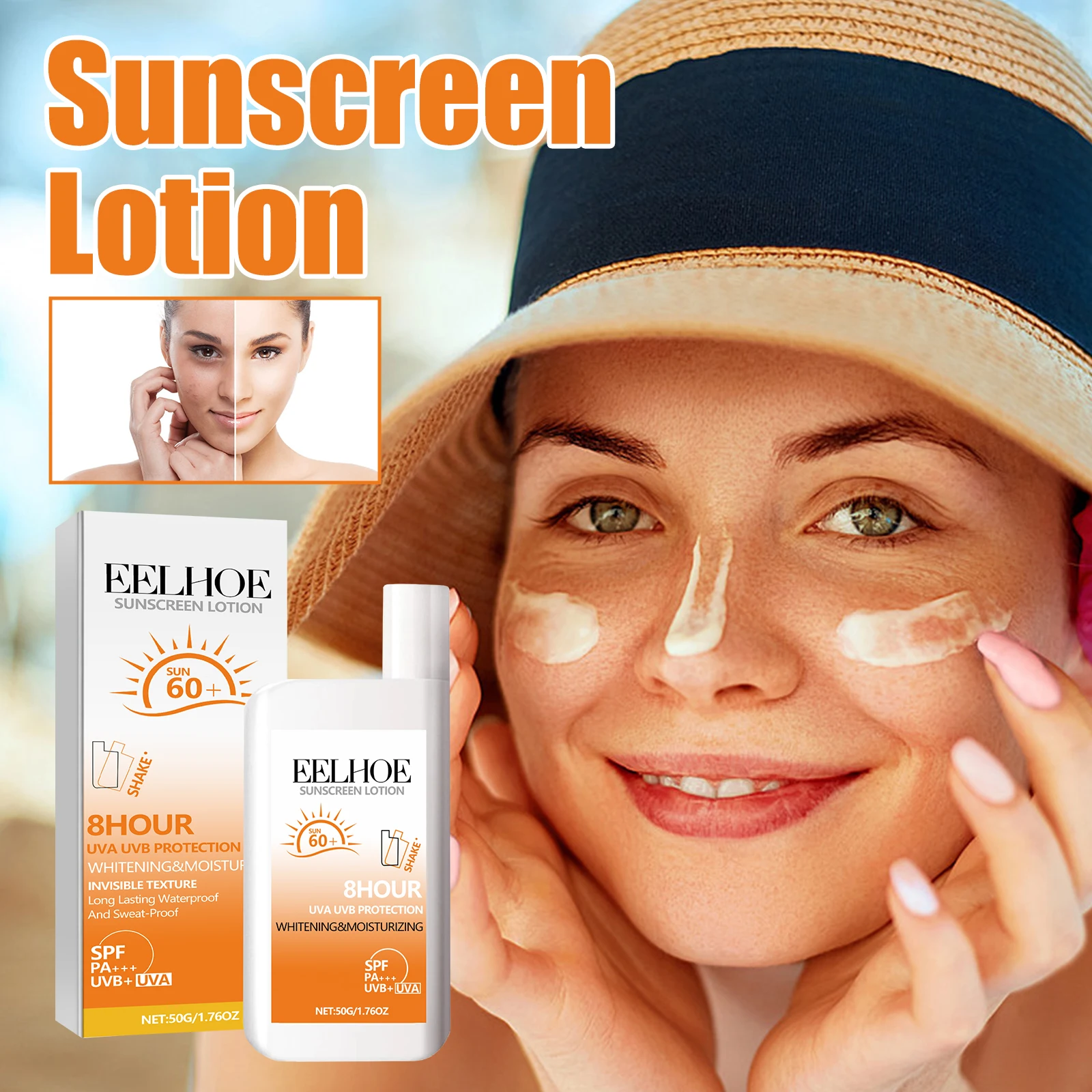 Wholesale EELHOE  SPF50  8 Hour Protection  Anti-UV  Whitening Sunscreen Lotion For Face And Body