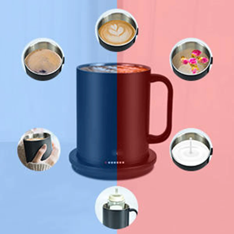 Temperature Control Smart Mug with Lid  App Controlled Heated Coffee Cup Self Heating Coffee Mug 14 oz 80 Min Battery Life