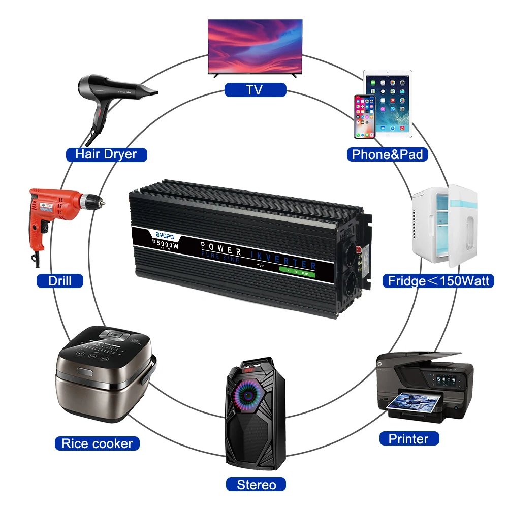 GY-P5000 model Inverter 24v 48v 220v 5000w 10KW peak power off grid reine sinus-wechselrichter