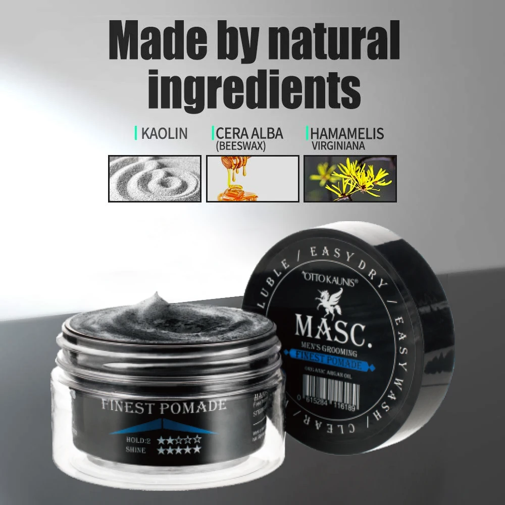 MASC Manufacturer OEM ODM Private Label High Hold Shine Finish Hair Styling Pomade Argan Oil Hair Wax For Men Or Women