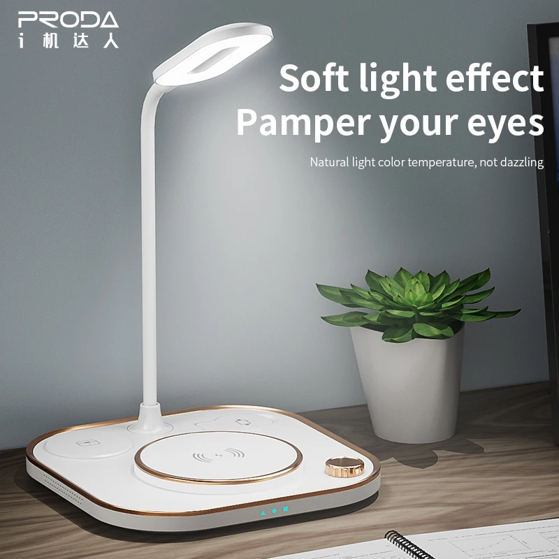 PRODA/AZEADA 5 In 1 15W Wireless Charger With Desk Lamp PD-X3 3A QI Wireless Charging Stand Holder For iPhone iWatch Airpods