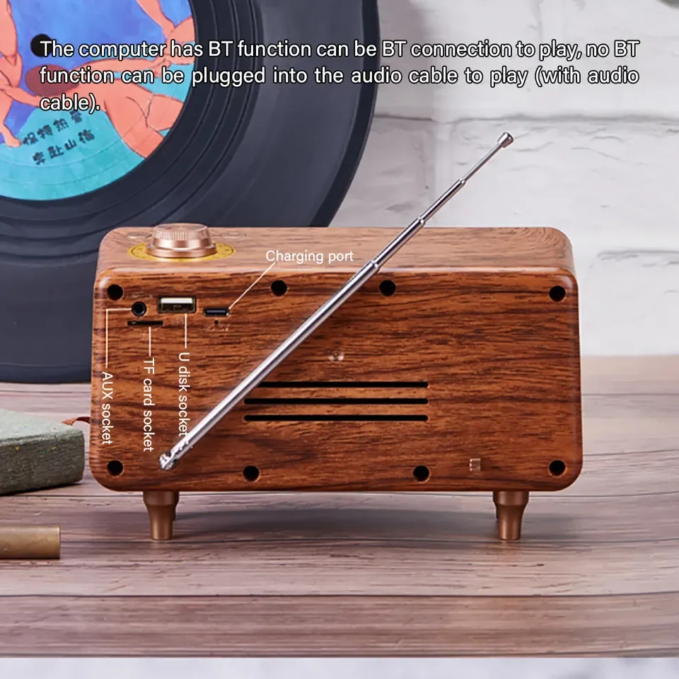 New AS25 Classic Design Vintage Speakers FM Radio Retro subwoofer speaker with SD Player