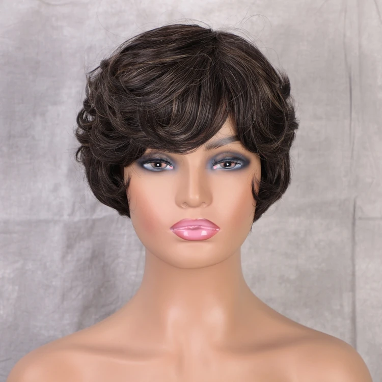 Aisi Hair Hot Selling Heat Resistant Fiber Short Pixie Cut Wigs For Black Women Short Curly Pixie Synthetic Wig Cosplay Wigs