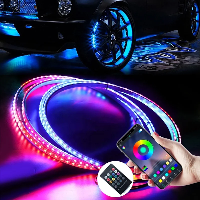 Other Car Light Accessories Color Changing Light RGB Ring  4pcs one Kit With App Control Led Logo Car Wheel Lights