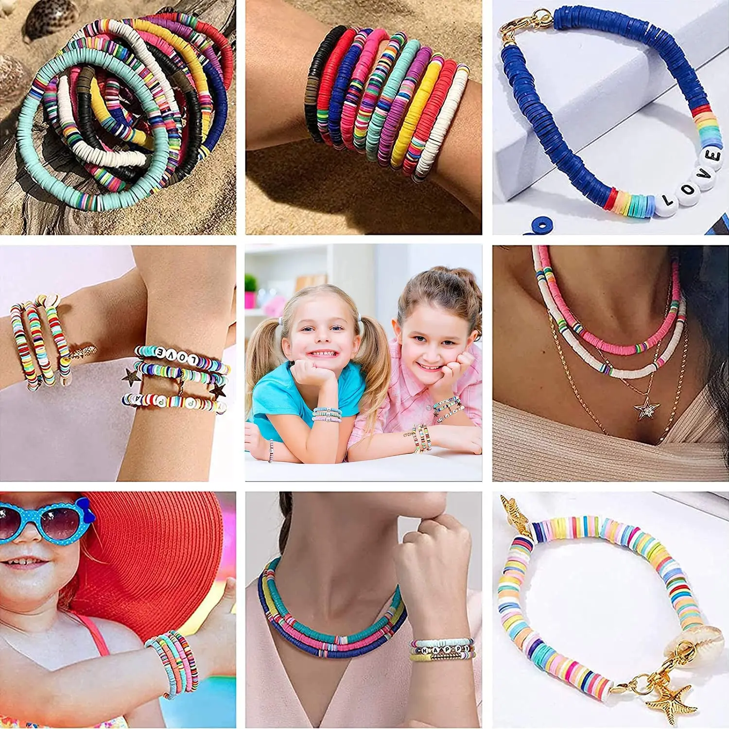 Hot Sale  28 Grids Round Heishi Spacer Bead Kit 6MM Disc Polymer Clay Beads for Bracelets Necklaces Jewelry Making