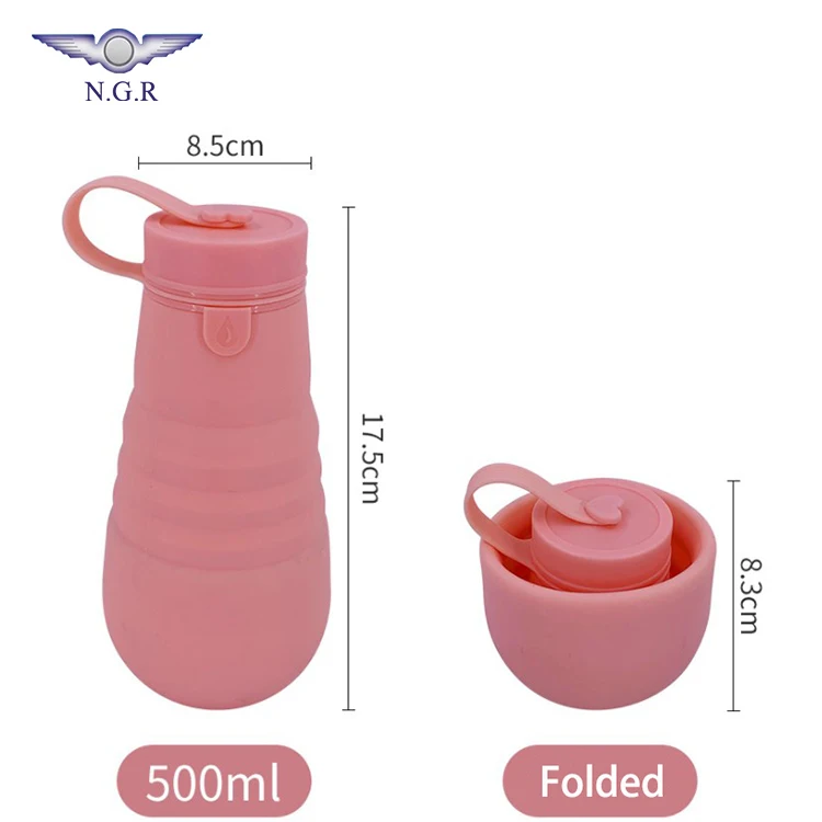 Factory hot selling Eco friendly silicone collapsible sports drinking water bottle