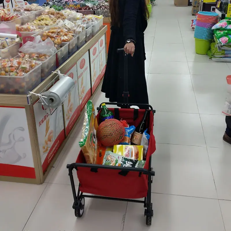 Stock Europe Supermarket hot sell Mini Camping trolley folding wagon carts foldable outdoor utility wagon