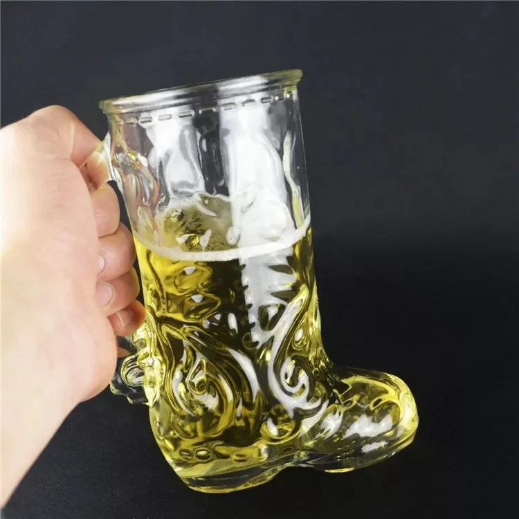 New Design 1.5 Liter Crystal Cowboy Boot Personalized Aesthetic Beer Transparent Custom Glass Cup