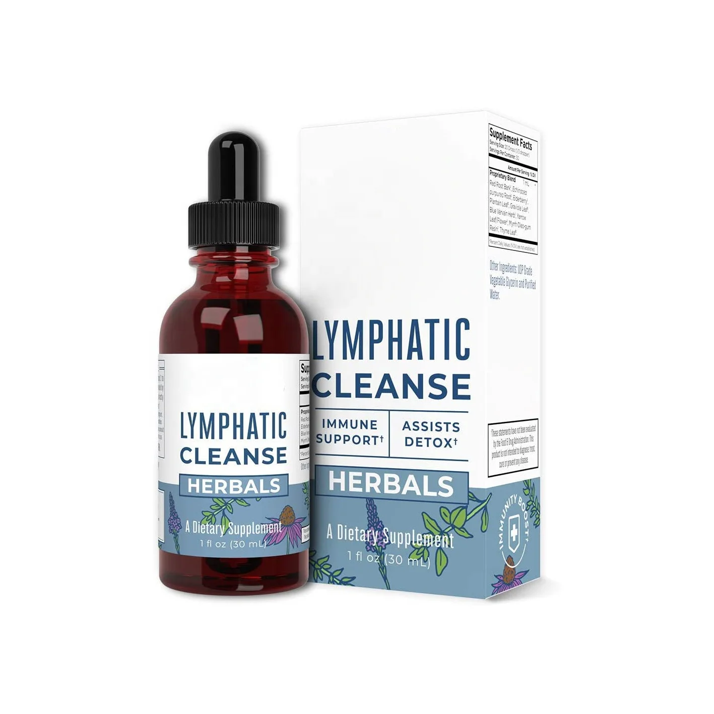 private label Lymphatic Drops Blend Lymphatic Support with Red Root Bark Echinacea & Elderberry Supplement Provides Antioxidants