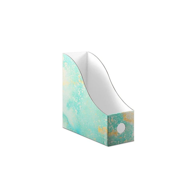 Marble Pattern Magazine Holder Gold Glitter Corrugated Board Book Bins Foldable Magazine Organizer Box Book File Folder Holder