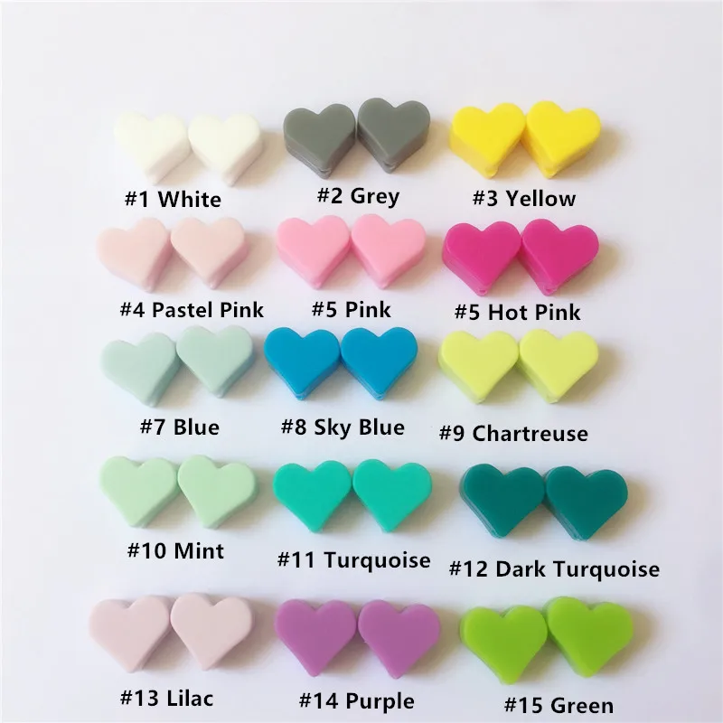 wholesale Custom Bpa Free Baby teething Soft heart Silicone Bead 15mm