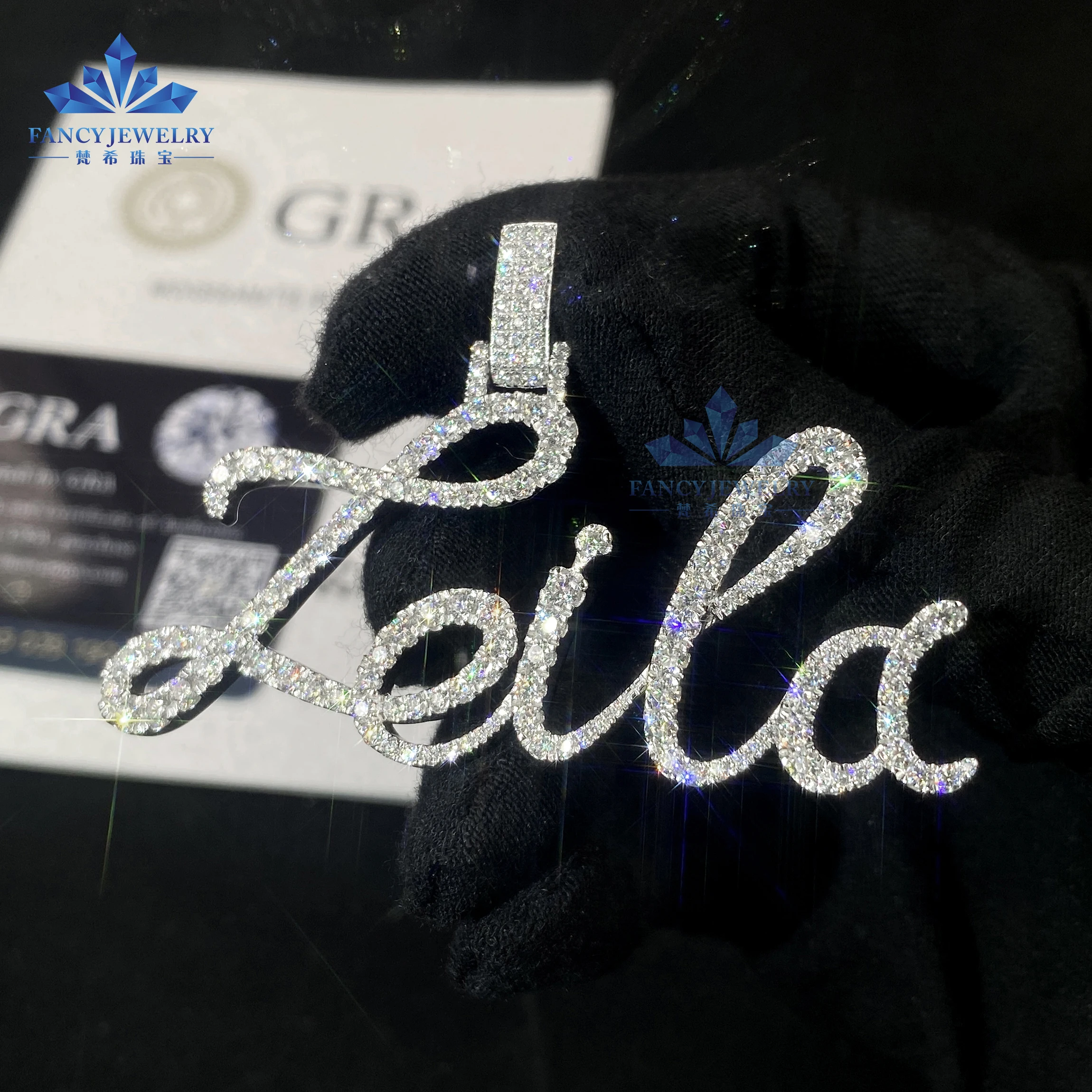 Custom Luxury Jewelry HipHop Style D VVS Moissanite 925 Silver Gold Plated Letter Pendant For Gift Party