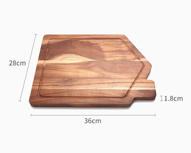 Customized LOGO Kitchen Gift set stitching Wooden balance serving board Irregular shape wood cutting board with handle