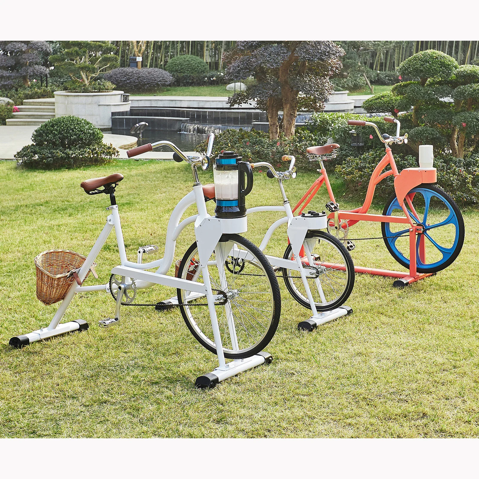 EXI outdoor fruit juicer bicycle for hotel,nonelectric chopper blender bike for hotel