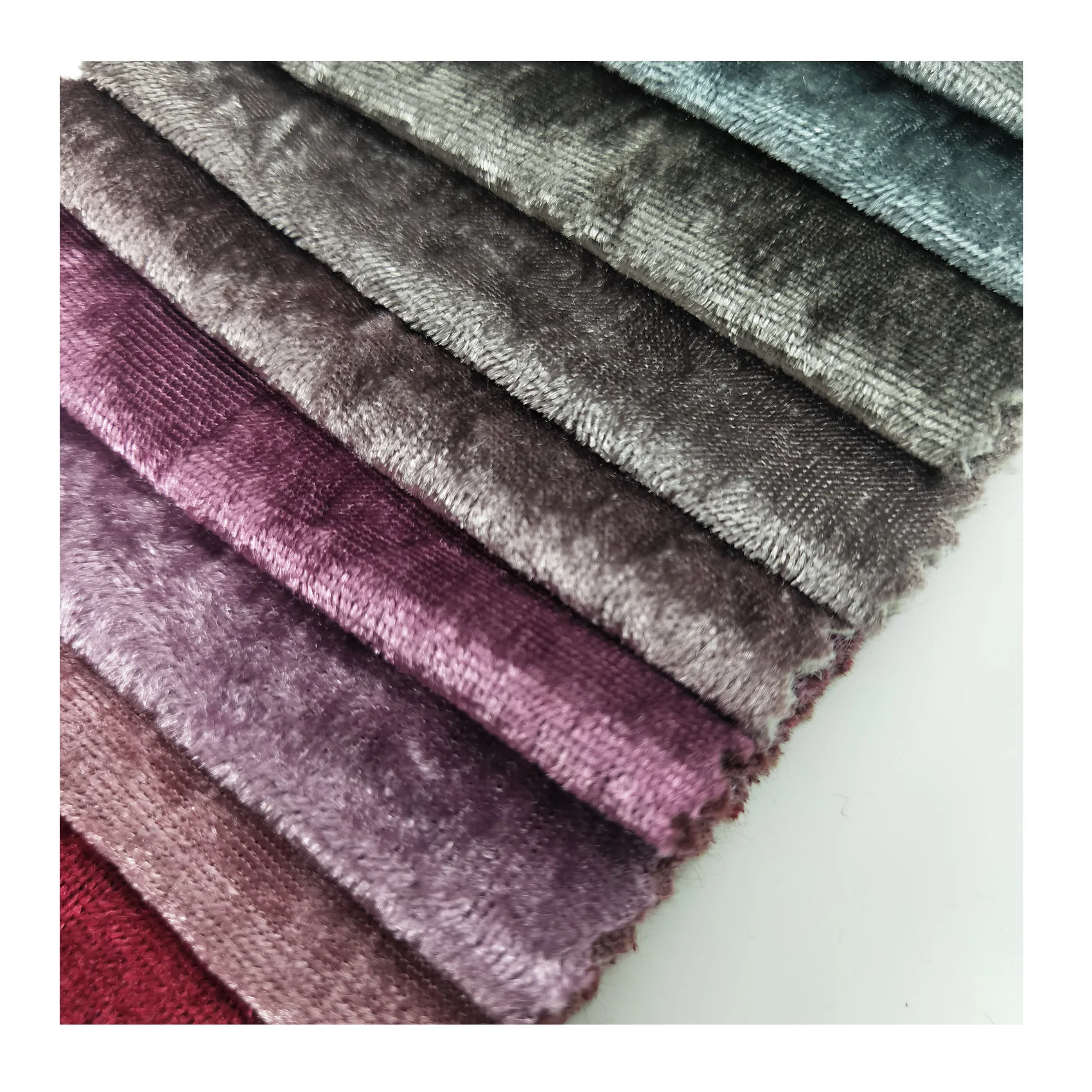 Popular 220 GSM Dark Red Shinny stretch ice crushed velvet fabric for  living room furniture chairs seat covers curtain sofas