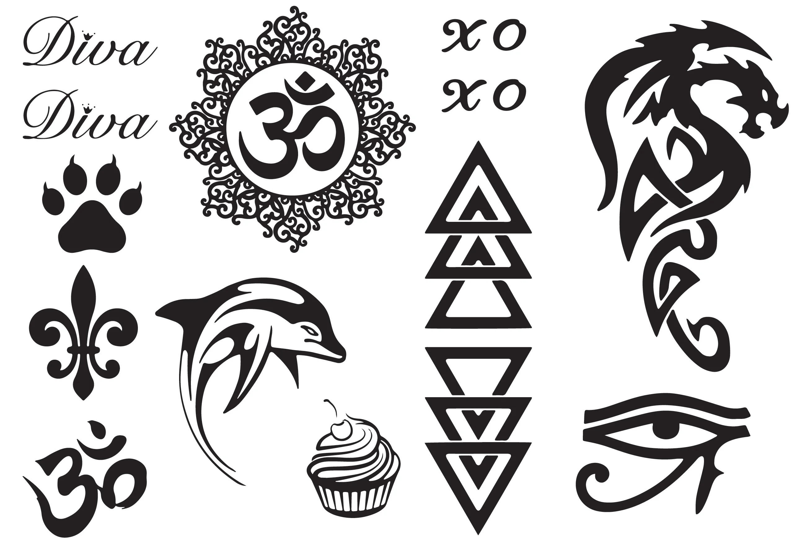  2021 Animal Henna Tattoo Stencil Sticker Body Art Black Lace