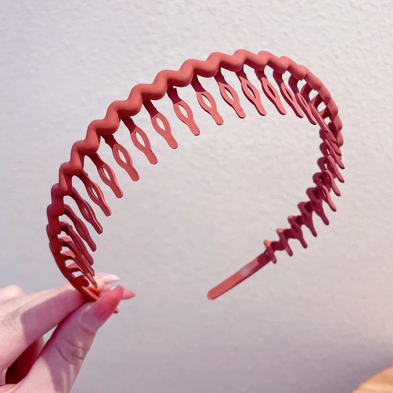 Elegant Solid Color Wave Hairbands For Women Trendy Toothed Non-slip Hair Combs Hair Accessories Girl Face Wash Sports Headband