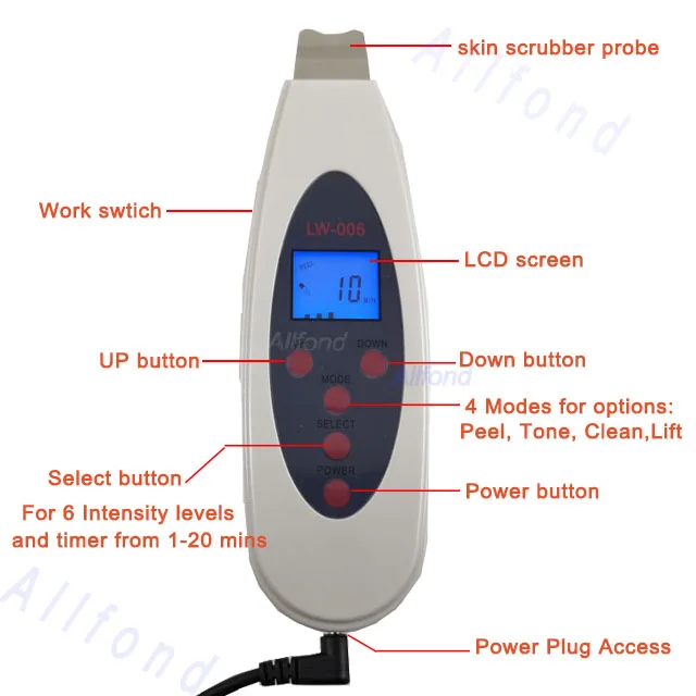 Home Use Portable Ultrasonic Face Facial Care Skin Scrubber for Deep Cleaning