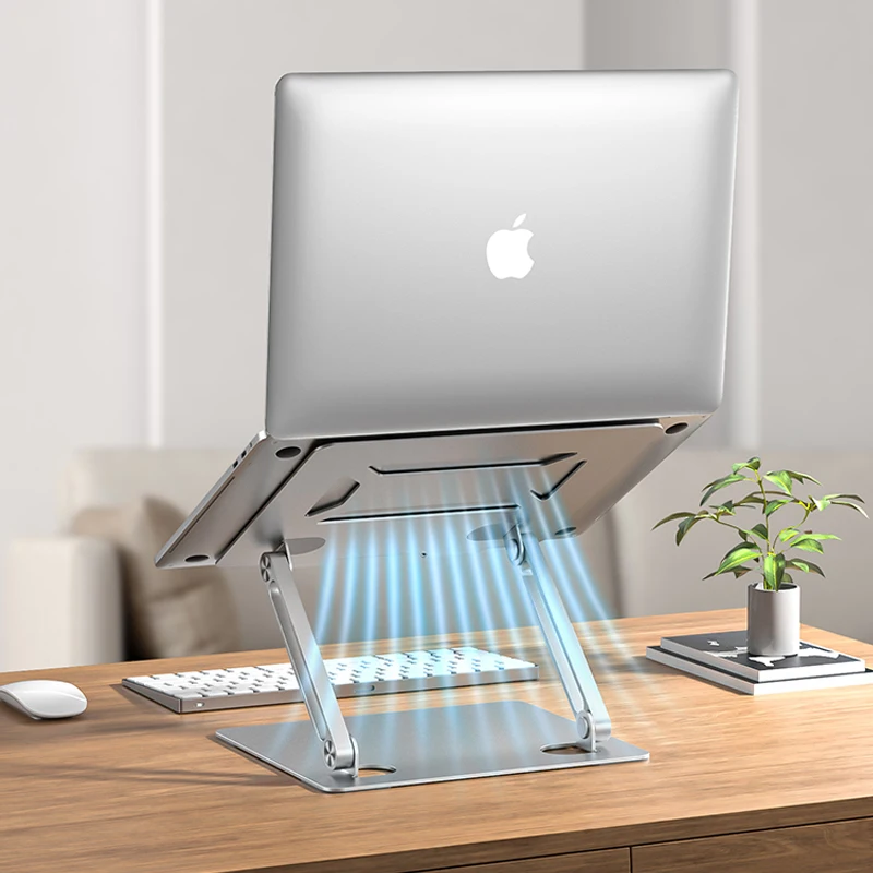 Hot Selling Hollow Heat Dissipation Double Axis Lifting Stable Desktop Portable Adjustable Aluminum Laptop Stand
