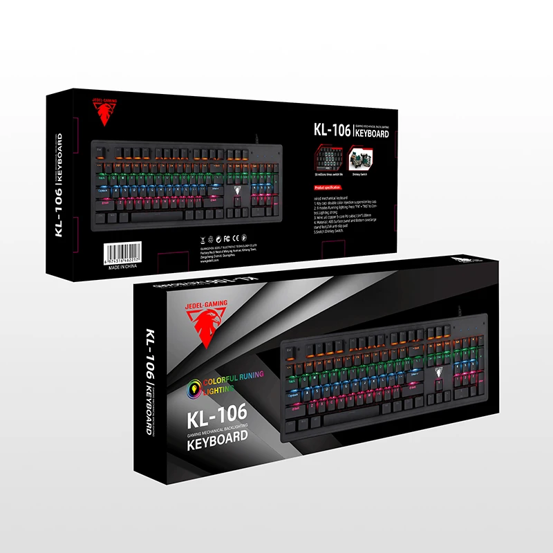 JEDEL KL-106 switches led backlit  electronic new fashion desktop the lowest price antique  mechanical  gaming keyboard