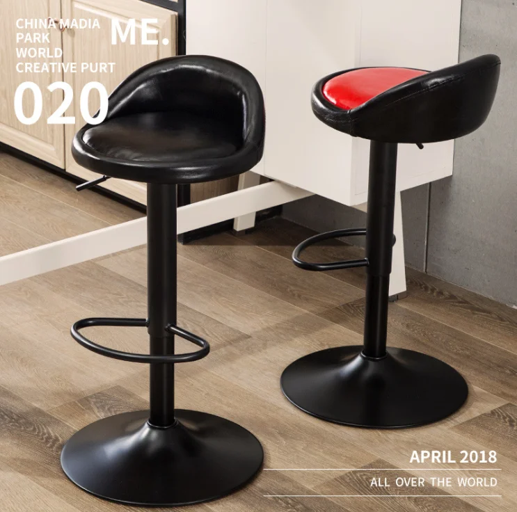 Modern Black Adjustable Height Cheap High Swivel Chromed Base Bar Stools PU Leather Bar Chair For Sale