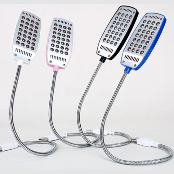 28 LED Reading Lamp Ultra Bright Flexible 4 Colors LED USB rechargeable Book Light For Laptop Notebook PC Computer