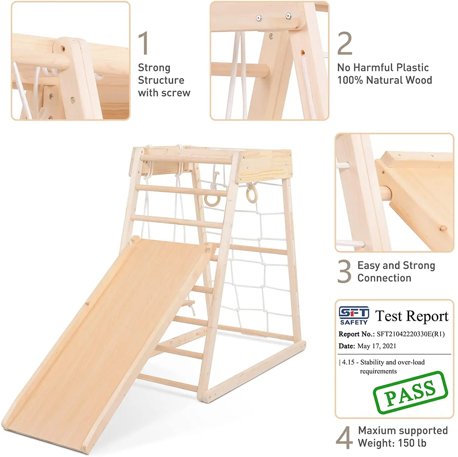 Multi functional Kids Sports Wooden Climbing Equipment for kids Large Climbing Frame Indoor Playground