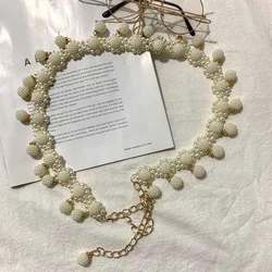 New Ladies Pearl Waist Chain Women Long Dress Decoration Custom Waist Chain Fashion Slim Pearl Chain Belt Wholesale