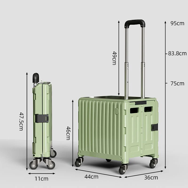 Bafuluo New Products Large Capacity 4 Wheels Portable Cart Trolley PP Collapsible Shopping Cart With Lid For Camping