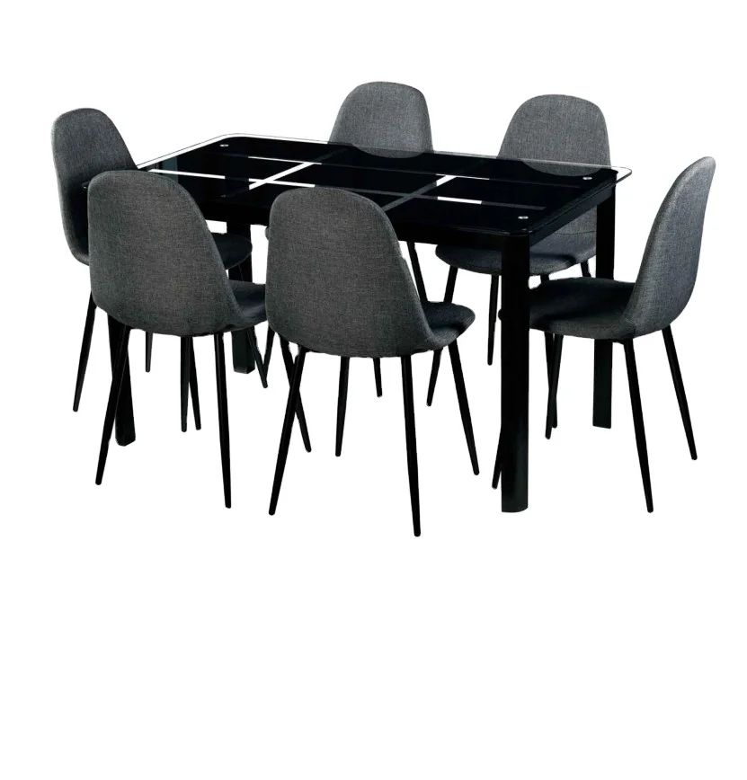 Glass dining set modern restaurant furniture chair dining chairs set of 6 and table