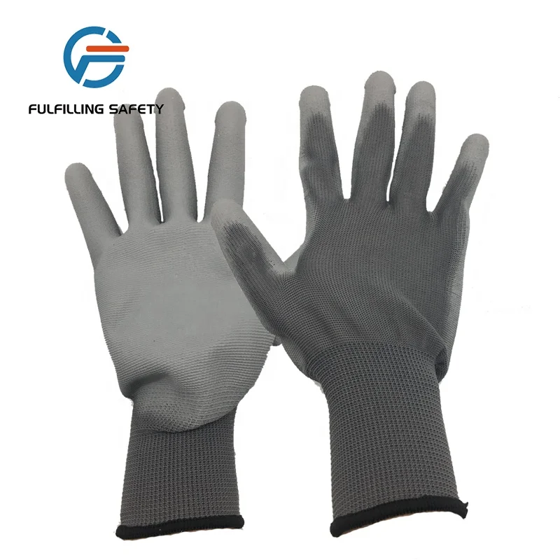 13 gauge polyester lining palm polyurethane coated glove