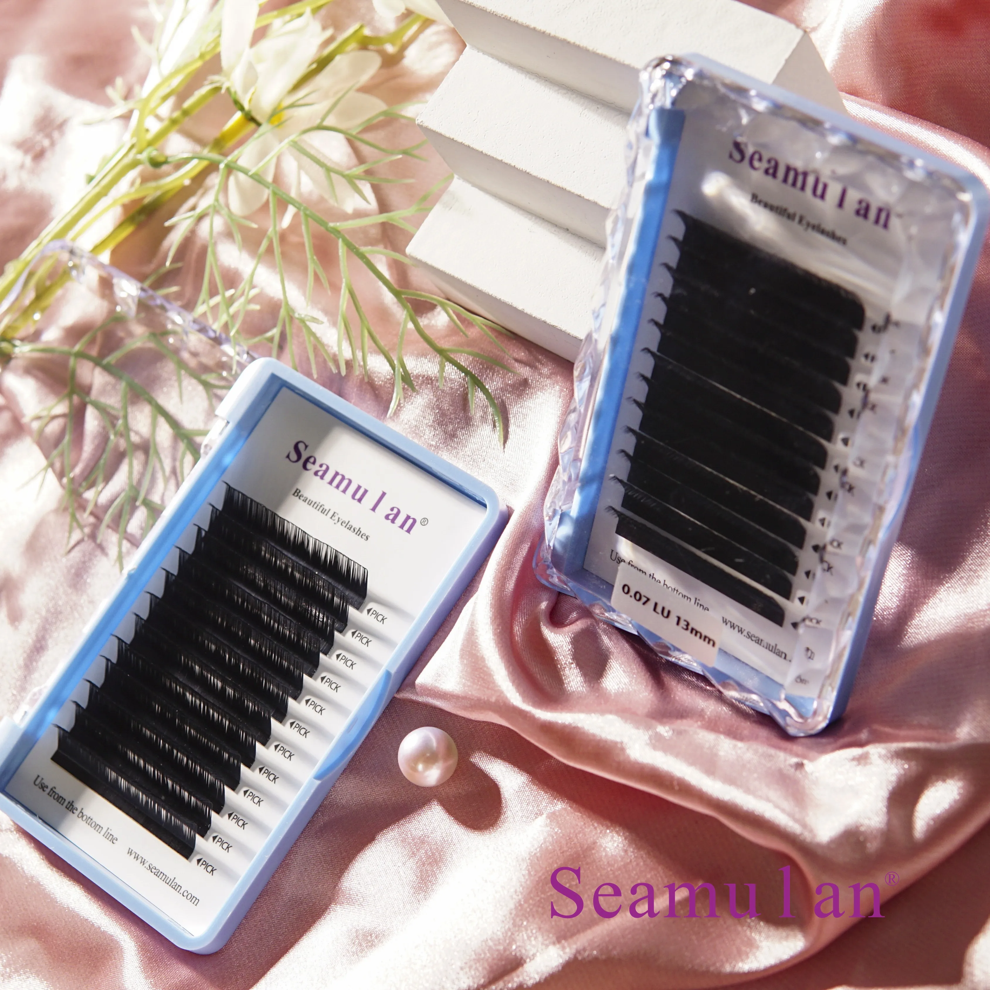 Korean PBT Private Label Faux Mink Eyelash Extensions Easy Fan CC Gel Tray Volume Velvet DIY Beauty Cashmere 7-25MM Lashes