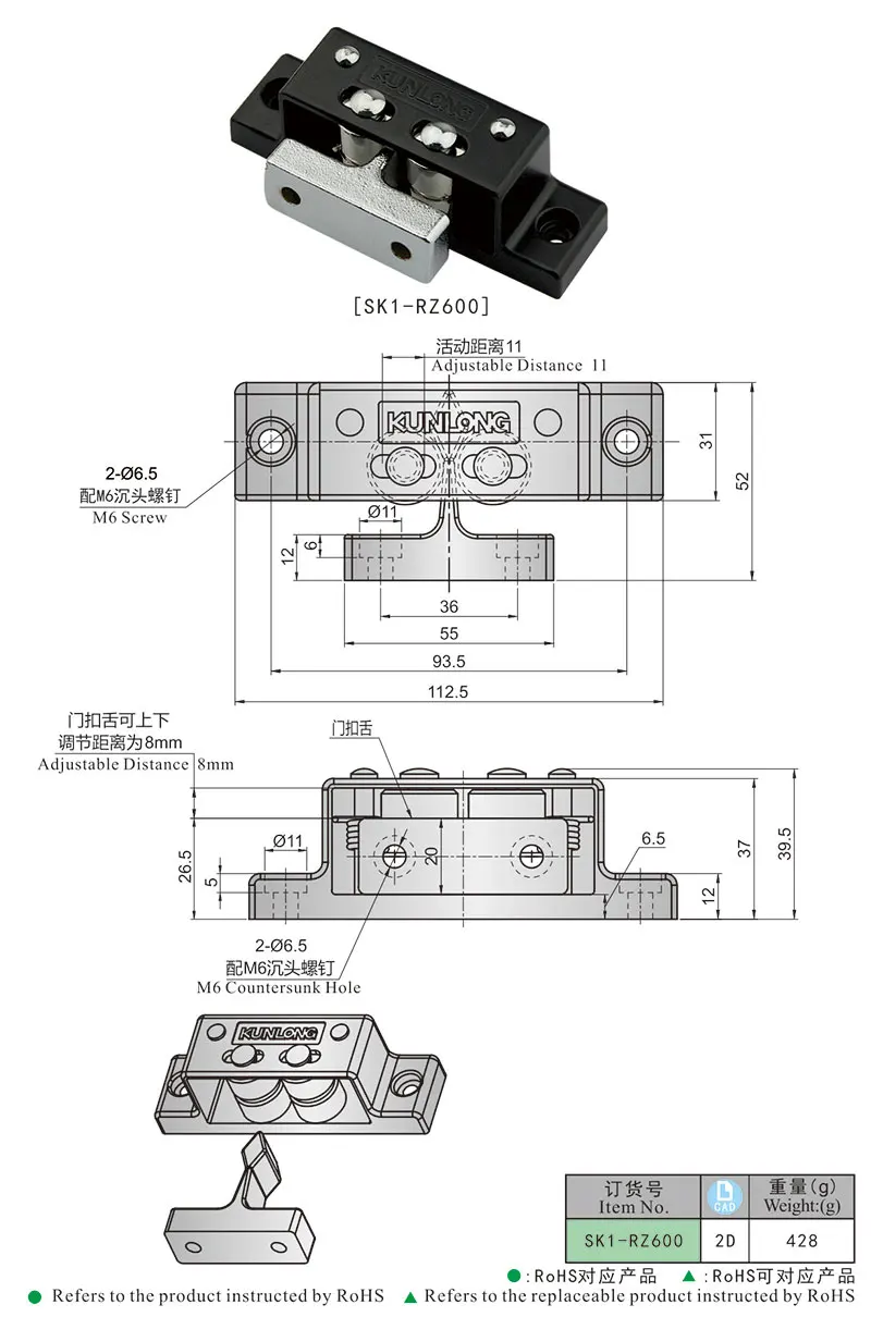 SK1-RZ600 промышленное оборудование камеры черный цинковый сплав кулачковый дверной захват