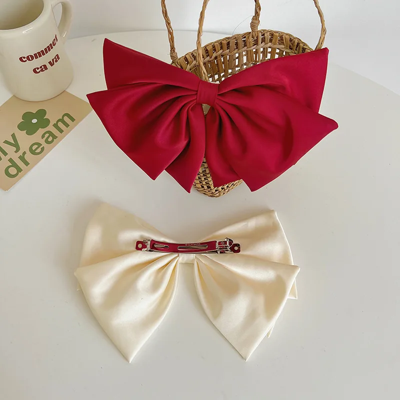 New Oversized Ladies Hair Clips Satin Big Bows Hair Clips Wholesale