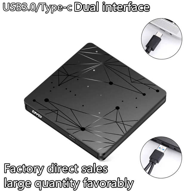 Best Selling Type-C Laptop Slim CD Drive USB 3.0 Portable External DVD Player Win 11mac DVD rw Recorder Disc Reader