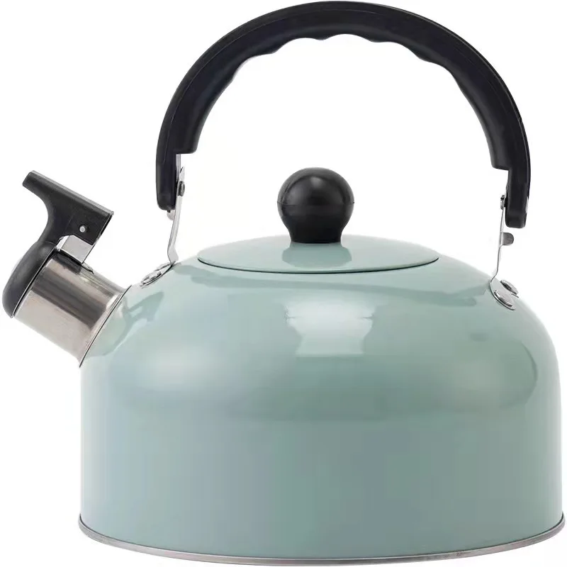 New kitchen white spray paint whistle kettle 3L make tea coffee stainless steel sounding kettle