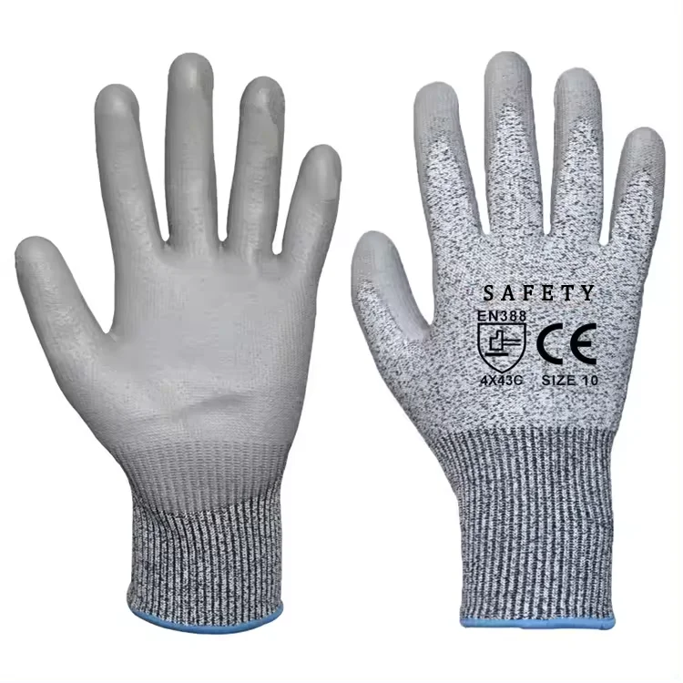 HPPE Best En388 tig welding Protective Industry Anti Cut types Level 5 PU Coated Construction Work Safety high voltage Gloves