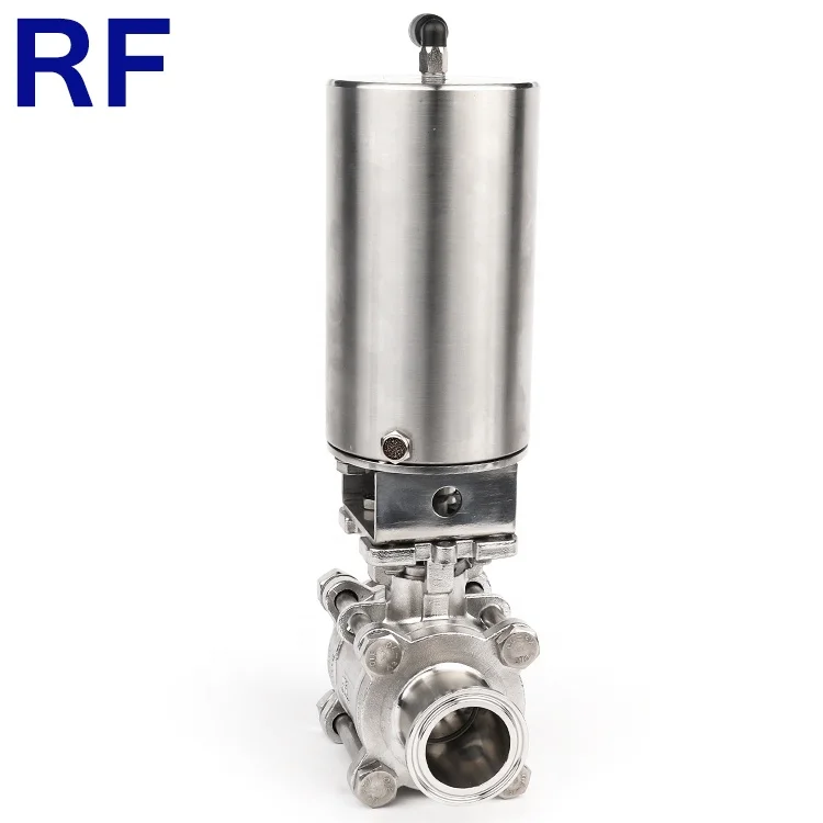  RF санитарный SS304 316L 3 шт. Пневматический шаровой клапан с заполненной