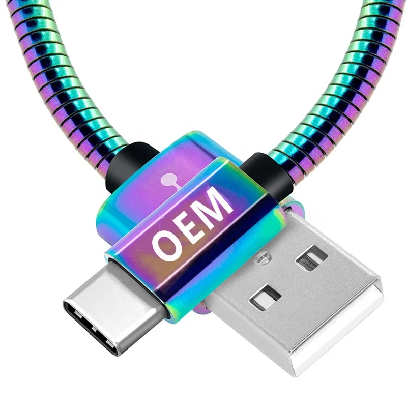 Type A Power Cable With Micro Metal Braided Flexible Phone Type C Usb Cable