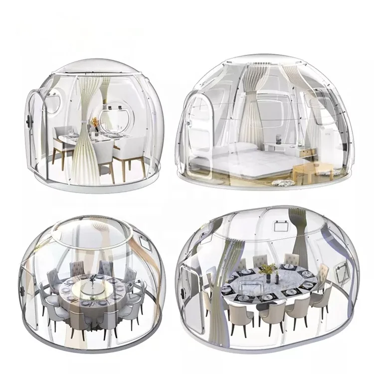 waterproof camping star tent luxury air dome glamping polycarbonate bubble house with bathroom