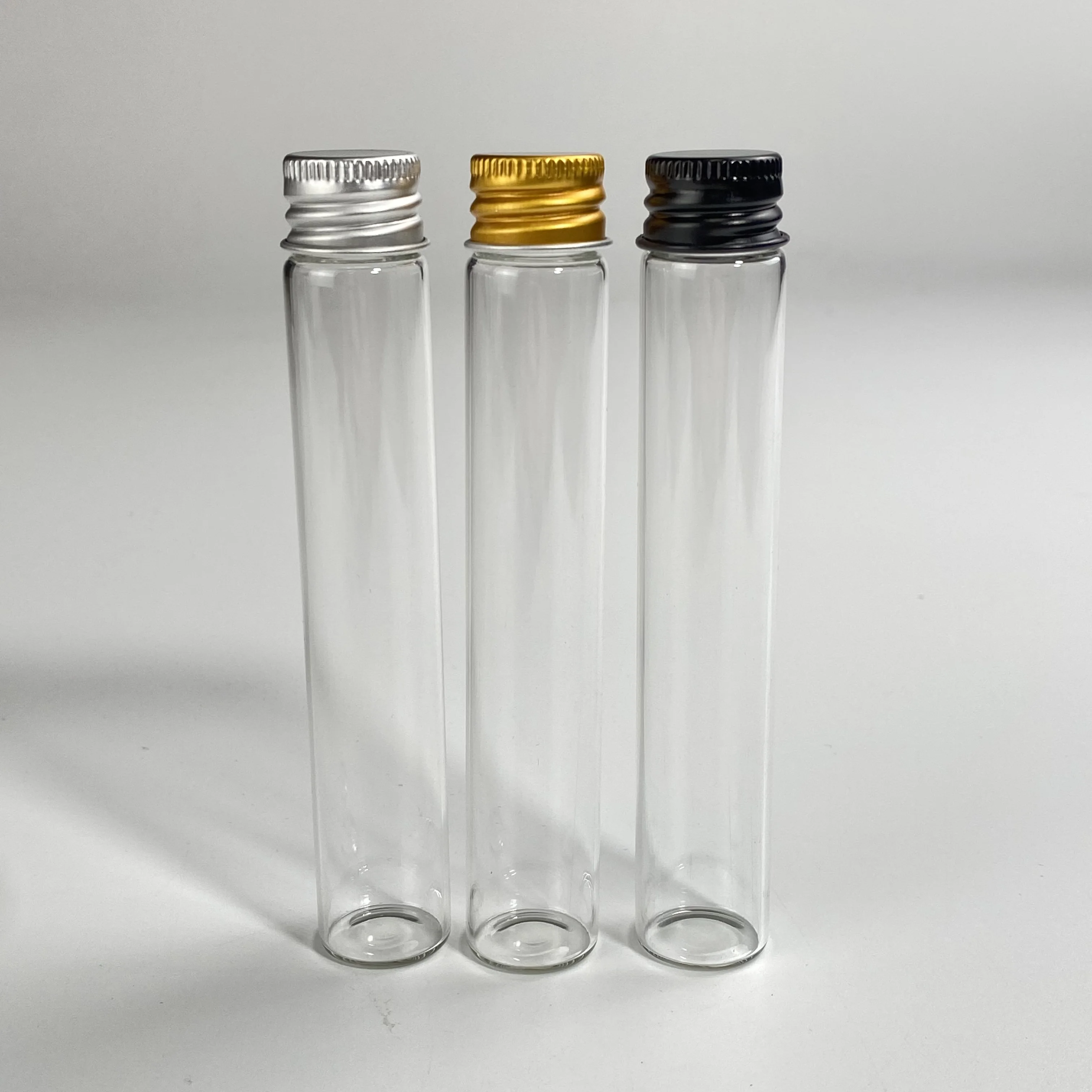 Wholesale Clear 98mm 120mm 140mm Glass Vials Glass Tube with Aluminum Cap